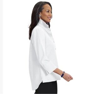 Nina McLemore white cotton “Pebbles” button-down tunic size S